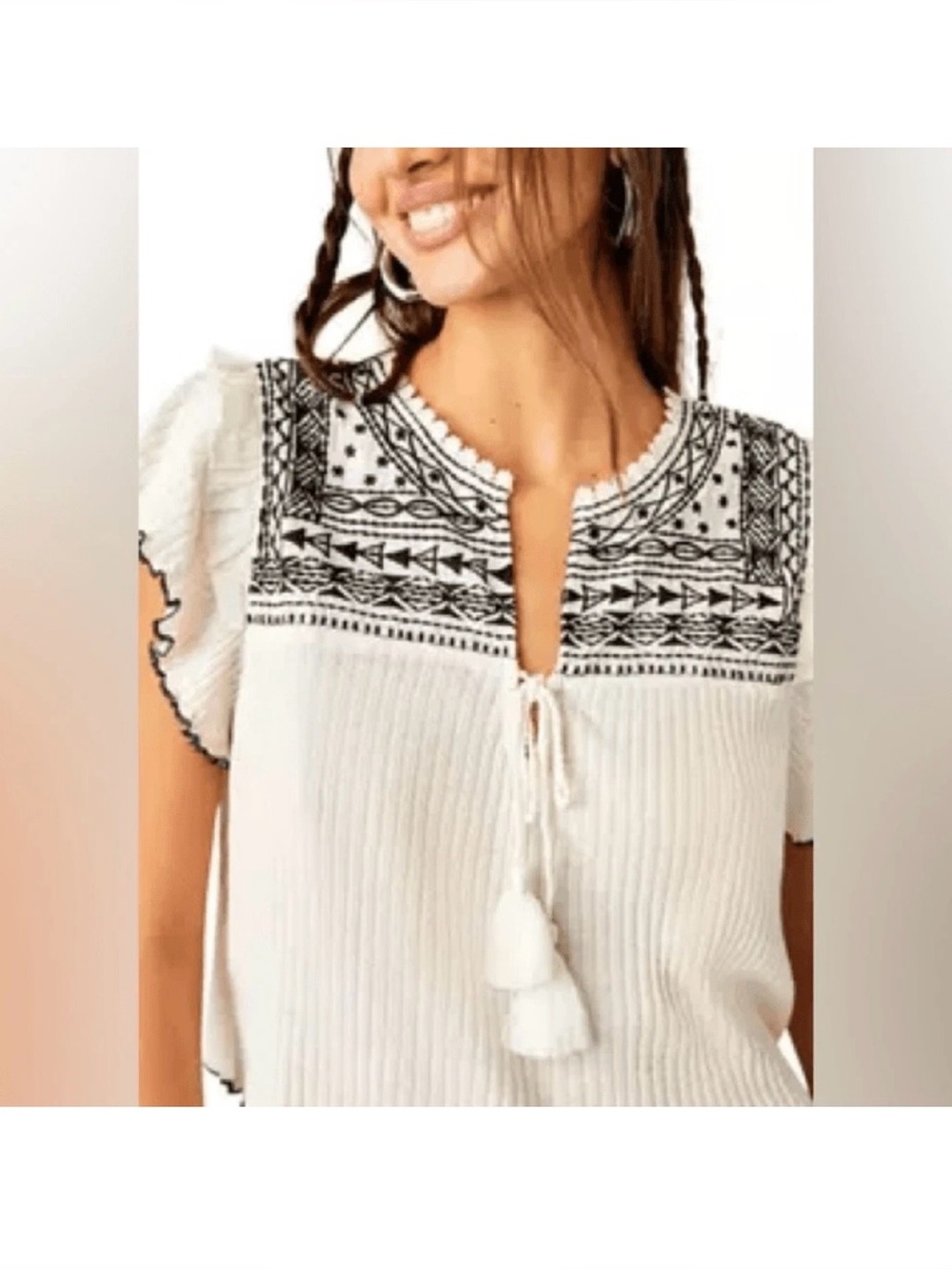 Free People Sarafina Top Boho Style, Size Large, NWT